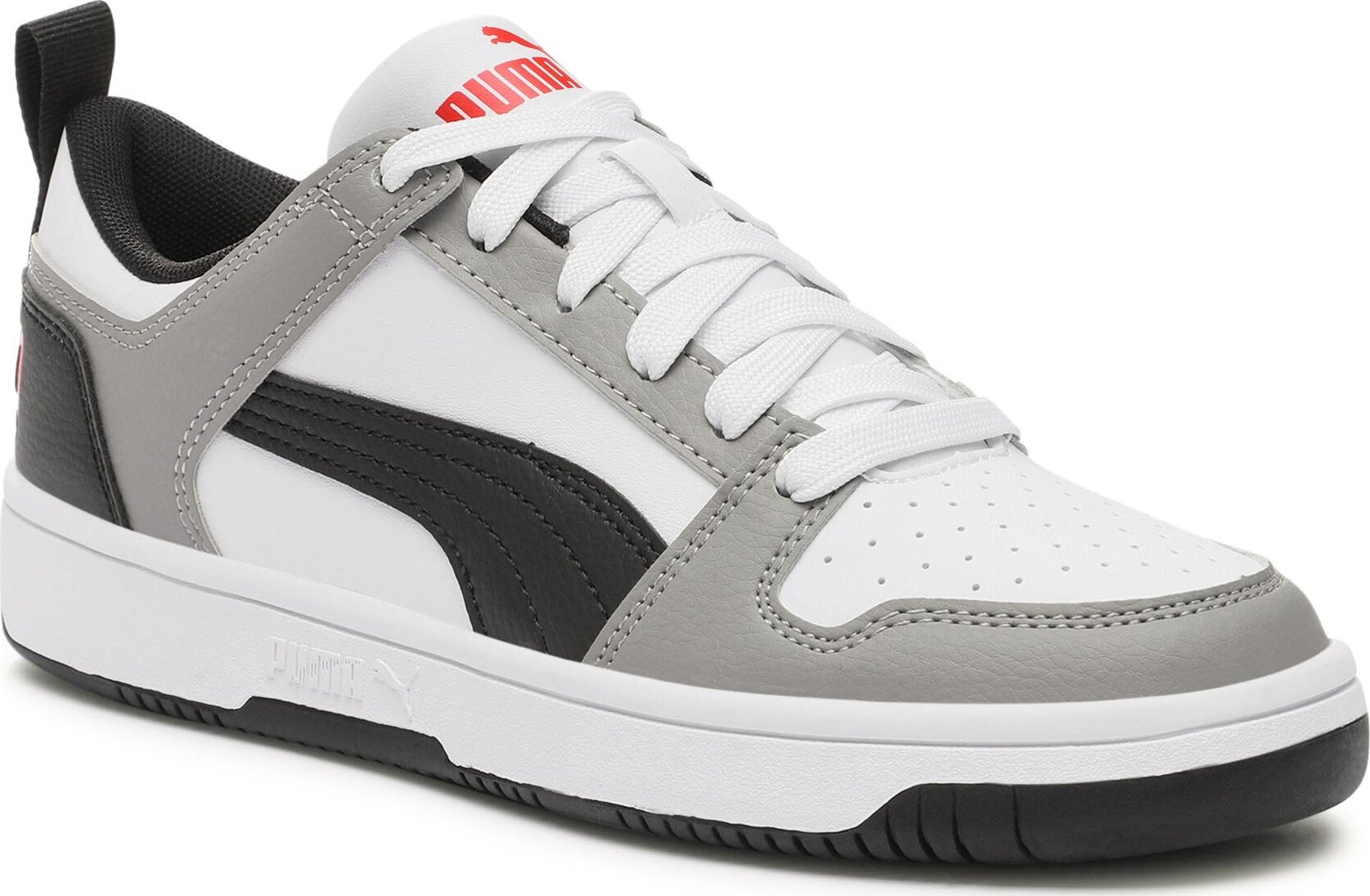 Sneakersy Puma Rebound Layup Lo Sl Jr 370490 20 Puma White-Puma Black-Concrete Gray-For All Time Red