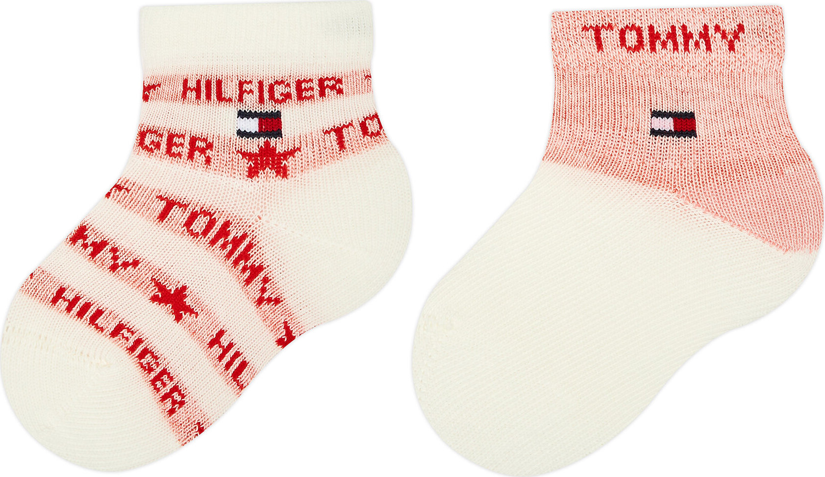 Sada 2 párů dětských vysokých ponožek Tommy Hilfiger 701222672 Red 015