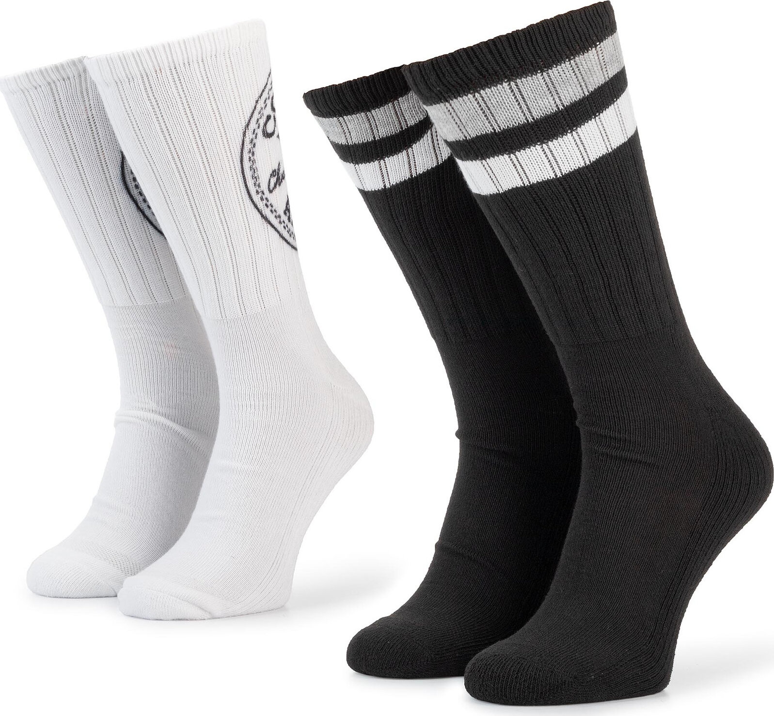 Sada 2 párů vysokých ponožek unisex Converse E744A-2020 Černá