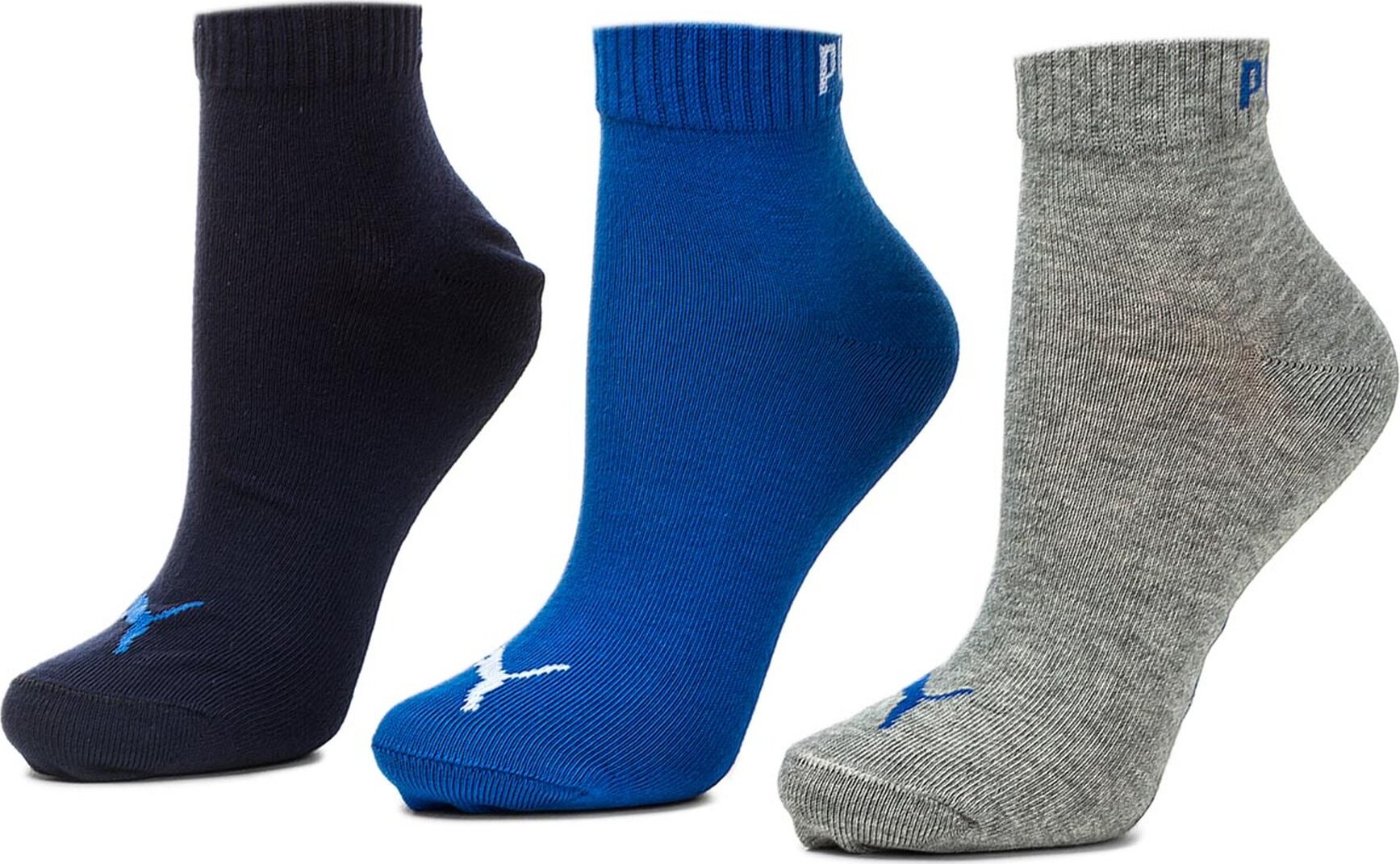 Sada 3 párů nízkých ponožek unisex Puma 271080001 Blue/Grey Melange 277
