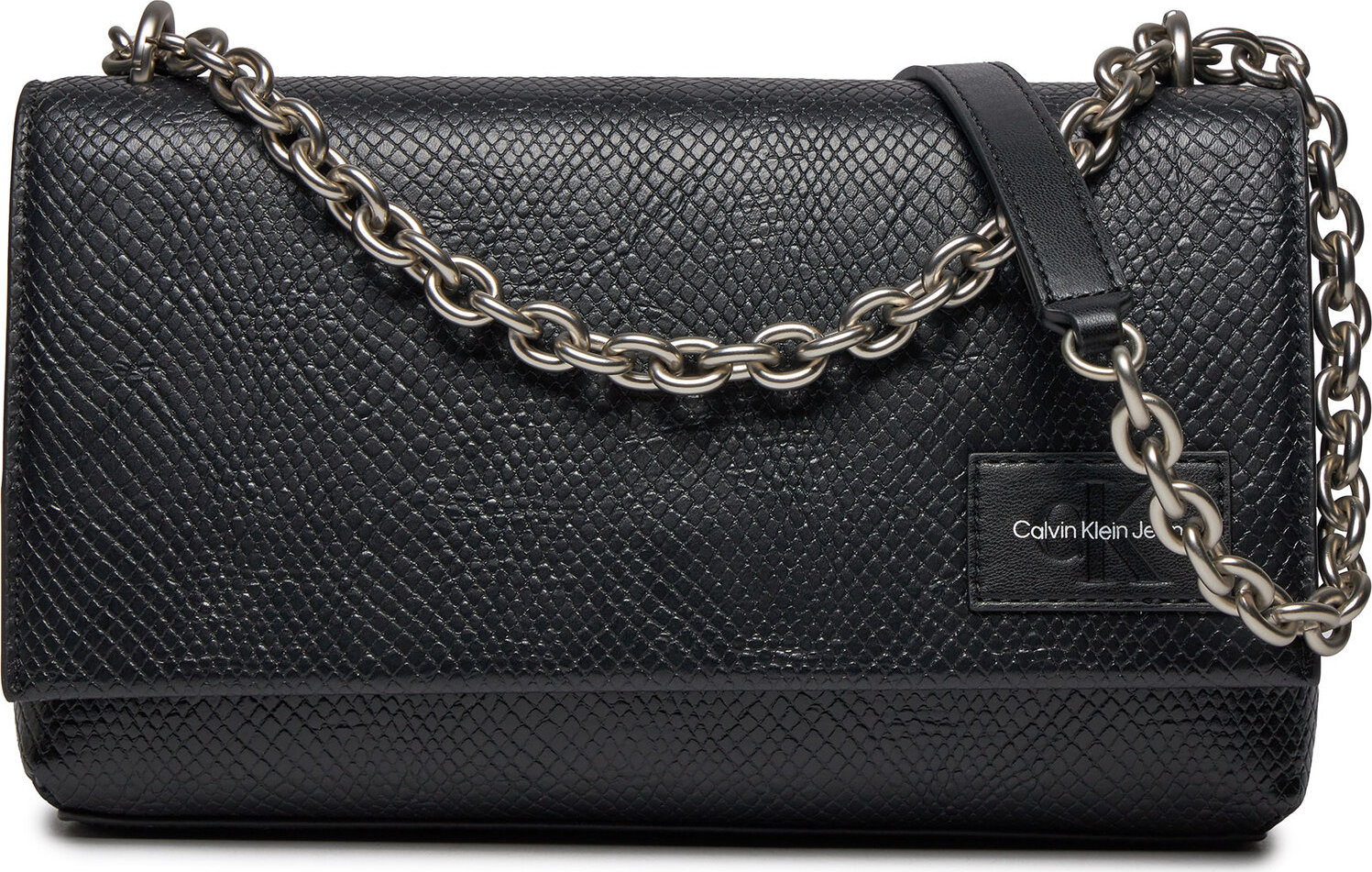 Kabelka Calvin Klein Jeans Sculpted Flap W/Chain25 Snake K60K611521 Black BEH