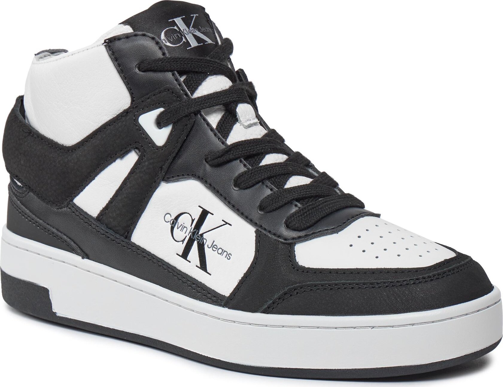 Sneakersy Calvin Klein Jeans Basket Cupsole High Mix Ml Fad YW0YW01300 Black/Bright White 0GM