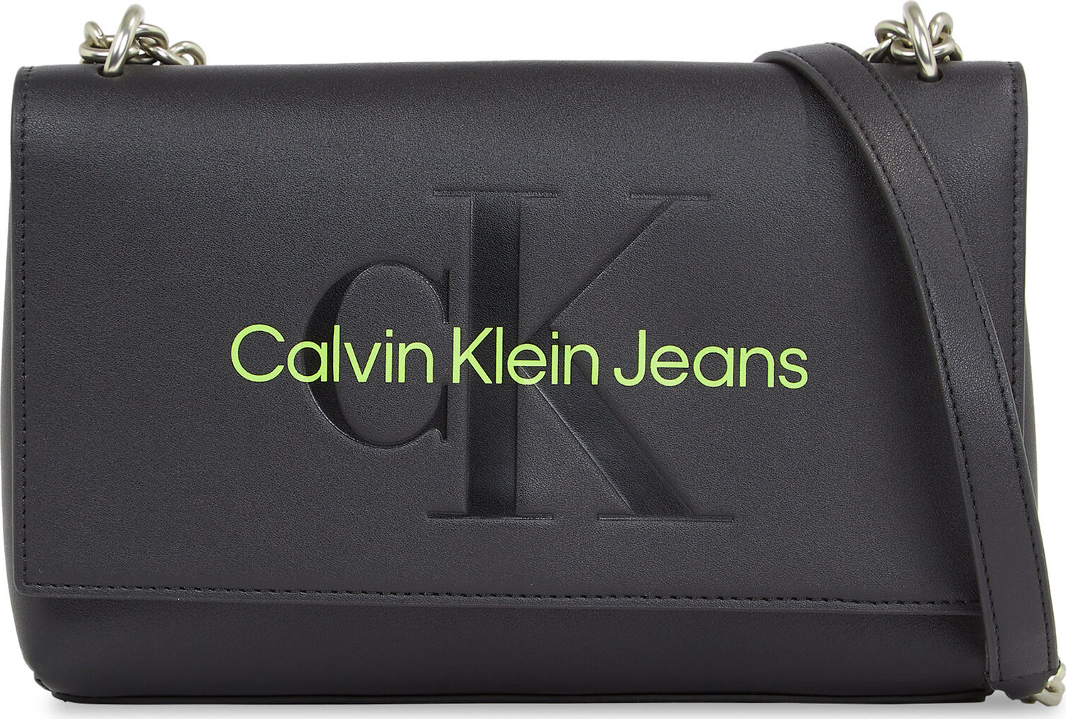 Kabelka Calvin Klein Jeans Sculpted Ew Flap Conv25 Mono K60K611866 Black/Dark Juniper 0GX