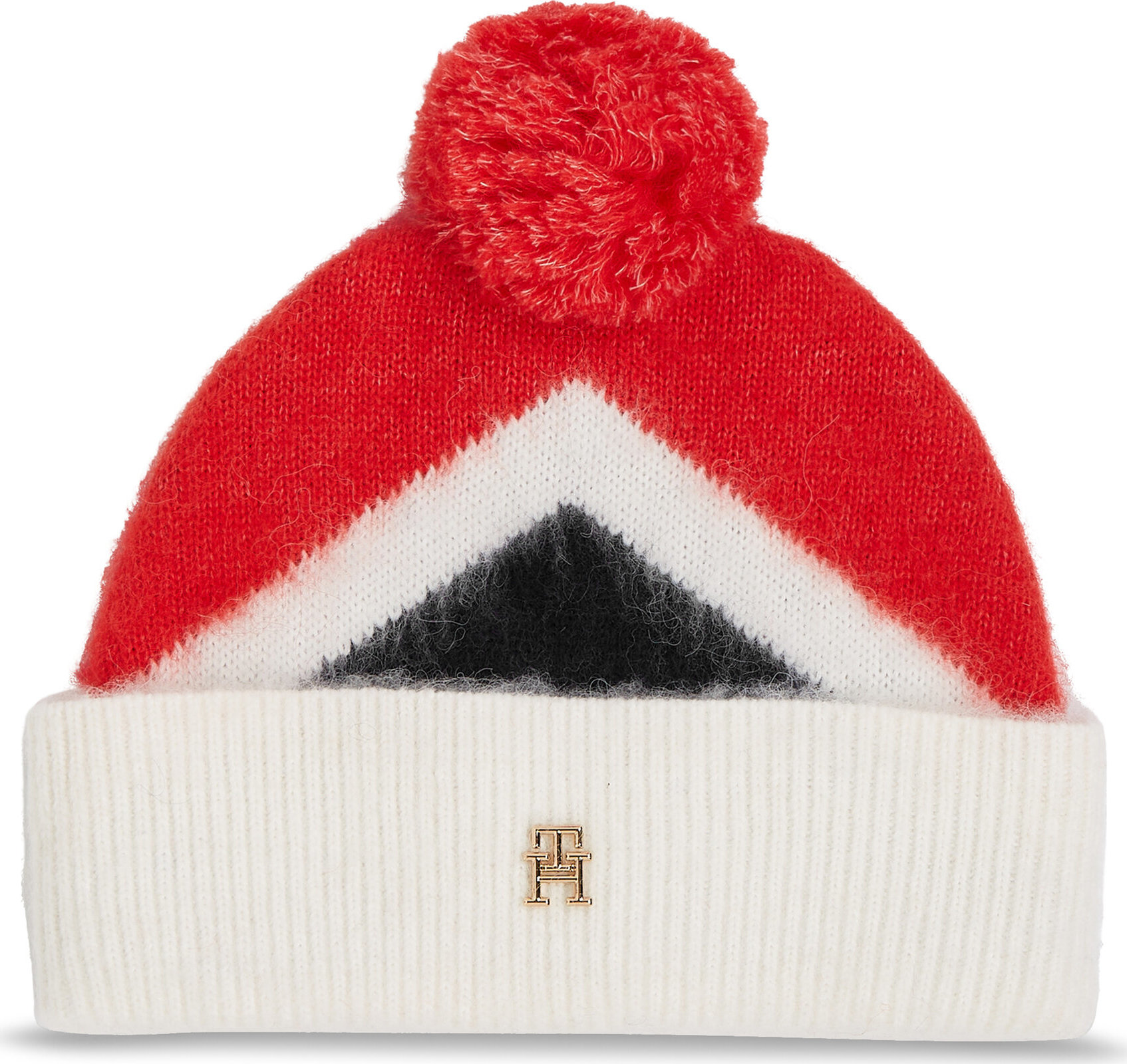 Čepice Tommy Hilfiger Th Evening Pompom Beanie Argyle AW0AW15305 Red Argyle 0KR