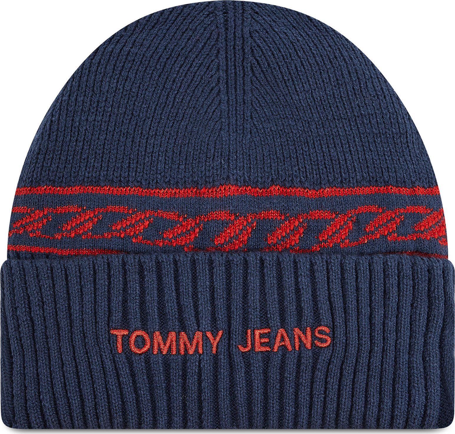 Čepice Tommy Jeans Tjw Femme Beanie AW0AW10710 Tmavomodrá