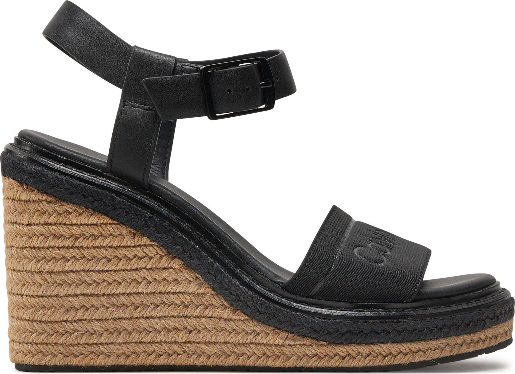 Espadrilky Calvin Klein Wedge Sandal 70 He HW0HW02050 Černá