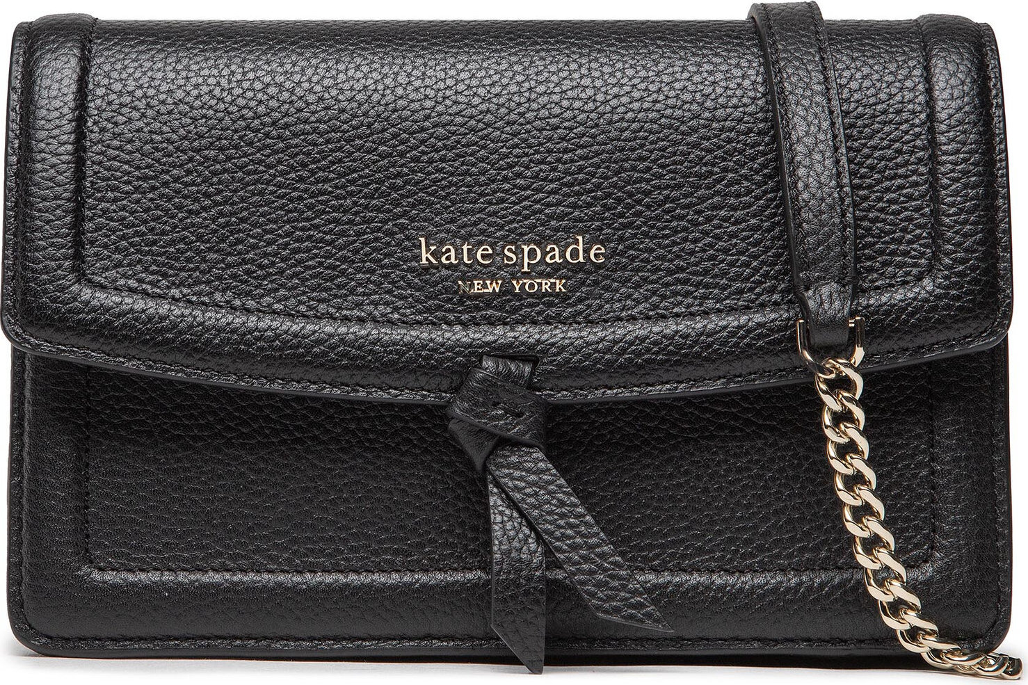 Kabelka Kate Spade Knott Pebbled Leather Flap Cro K6830 Černá