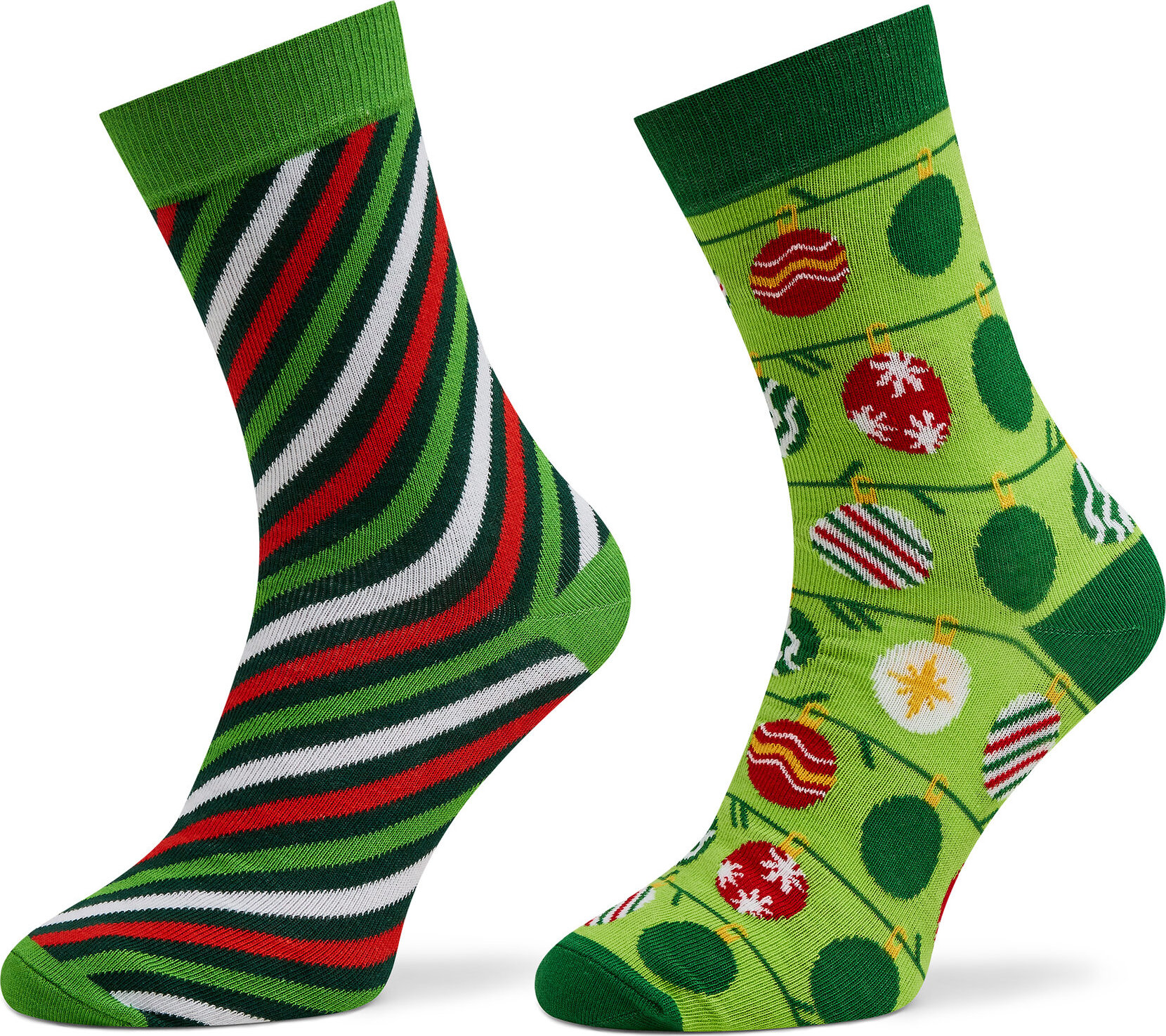 Sada 2 párů dámských vysokých ponožek Rainbow Socks Xmas Balls Barevná