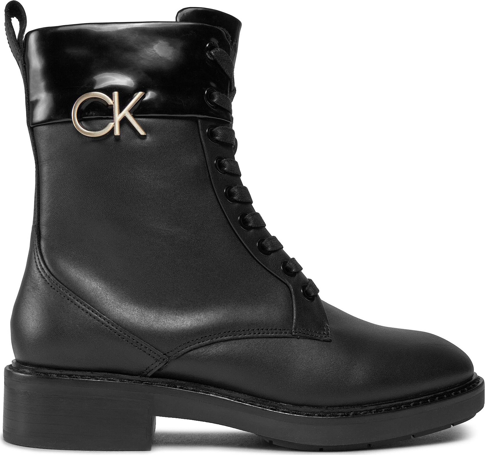 Turistická obuv Calvin Klein Rubber Sole Combat Boot W/Hw HW0HW01717 Černá