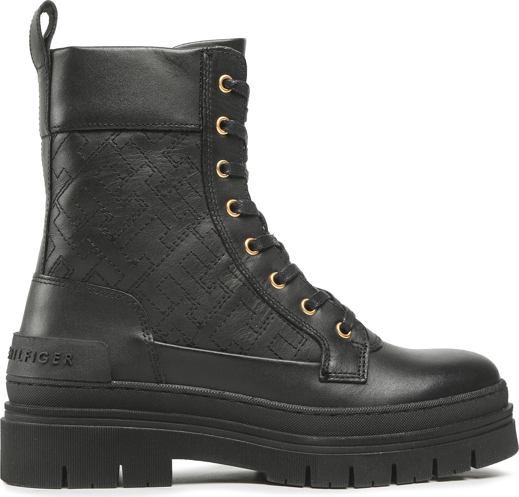 Turistická obuv Tommy Hilfiger Lace Up Zip Boot Monogram FW0FW06849 Černá