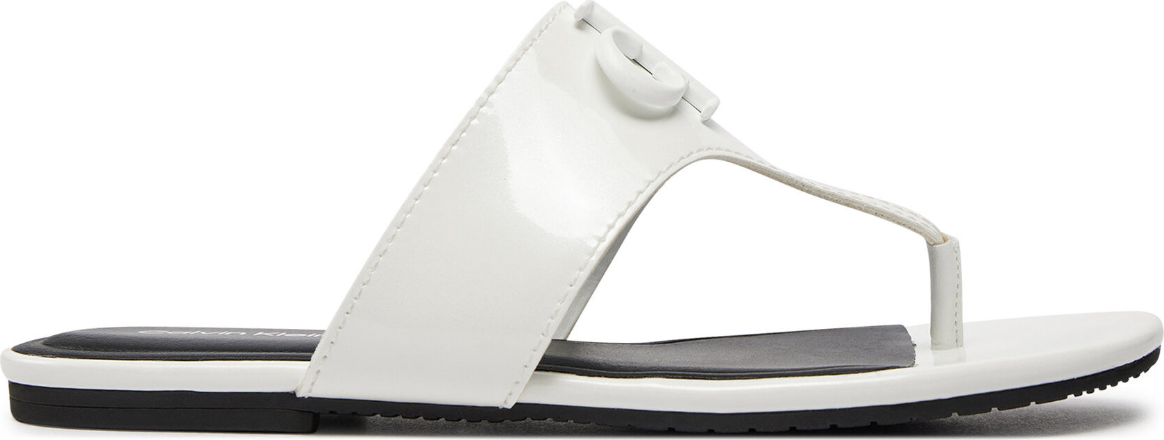 Žabky Calvin Klein Jeans Flat Sandal Slide Toepost Mg Met YW0YW01342 Bílá