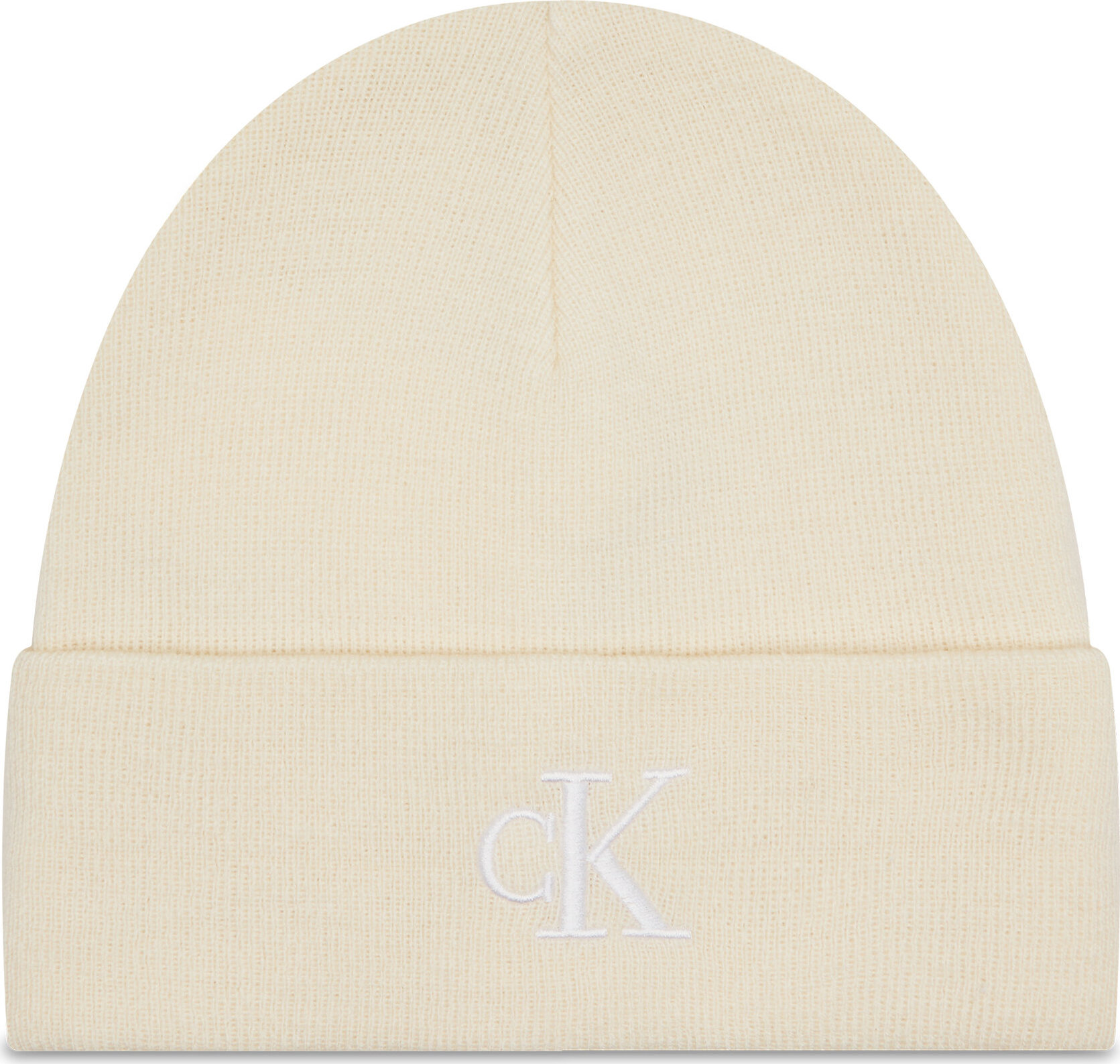 Čepice Calvin Klein Jeans Monogram Embro Beanie K60K612319 Écru