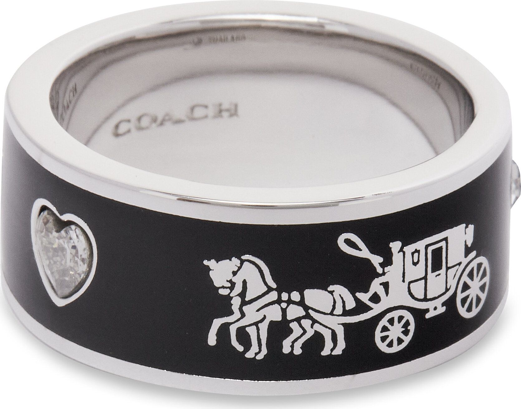 Prstýnek Coach Enamel Horse & Carriage Band Ring 37479034RHO003 Stříbrná