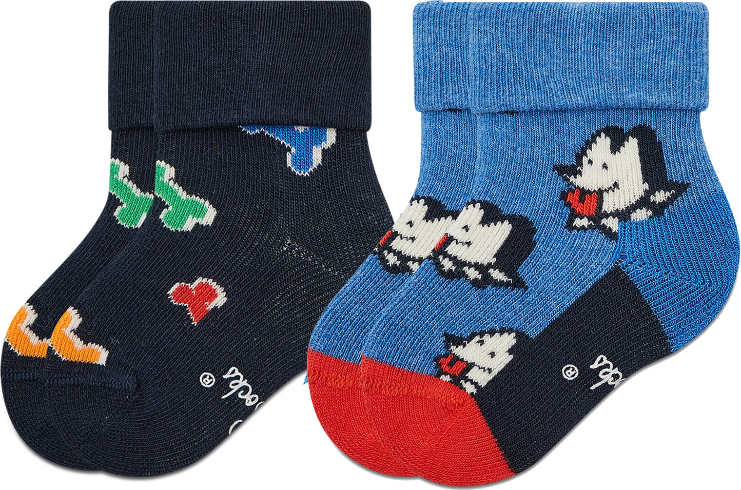 Sada 2 párů dětských vysokých ponožek Happy Socks KDDB45-6500 Tmavomodrá