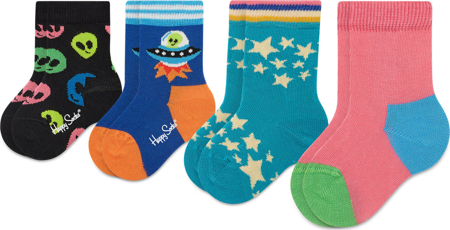 Sada 4 párů dětských vysokých ponožek Happy Socks XKSPC09-0200 Barevná