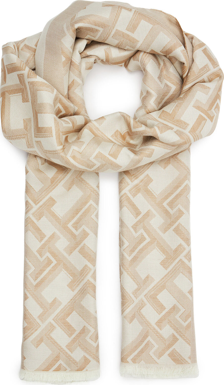 Šál Tommy Hilfiger Distinct Jacquard Scarf AW0AW16372 Béžová