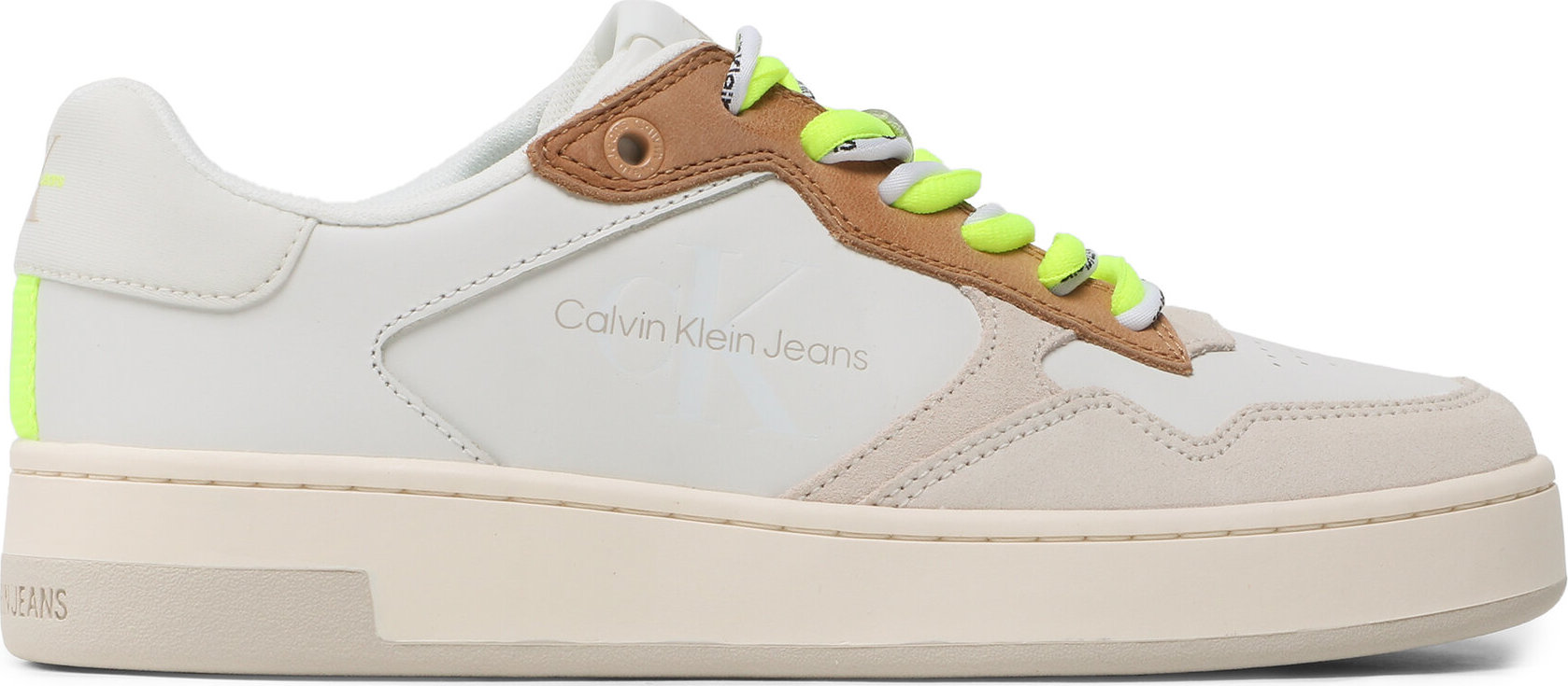 Sneakersy Calvin Klein Jeans Basket Cupsole Fluo Contrast YW0YW00920 Bílá