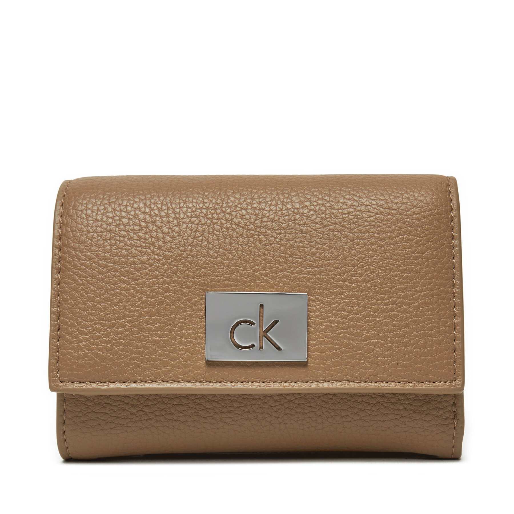 Malá dámská peněženka Calvin Klein Ck Plaque Small Trifold W/Zip K60K612834 Šedá